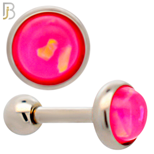 TB120SP - 316L Stainless Steel Opal Pink Bezel Tragus/Cartilage Barbell (Pack of 6) image 3