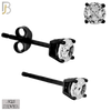 925-ES71-KC - .925 Sterling Silver Black Plated Earring Stud Casting Round Prong Setting Clear Zircon image 3