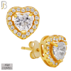 925-ES314 - 925 Sterling Silver Heart Shaped Zircon with Multi Zircon Around Stud Earrings image 2