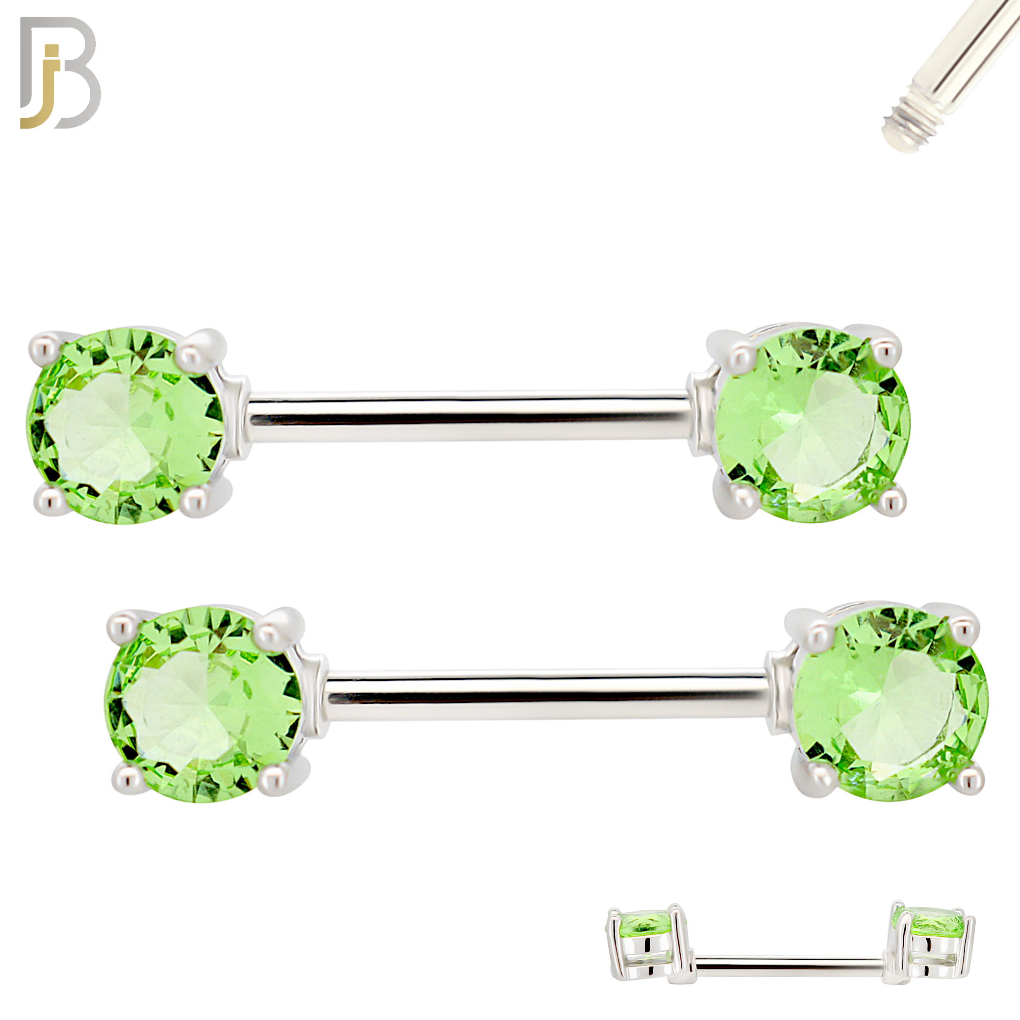 NP02S - 316L Surgical Steel Screw Prong Round Zircon Nipple Ring Piercing image 6