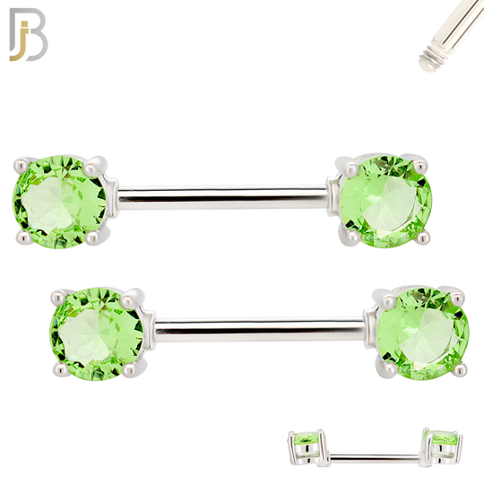 NP02S - 316L Surgical Steel Screw Prong Round Zircon Nipple Ring Piercing image 6