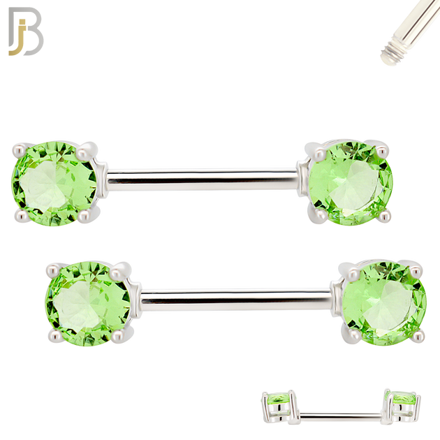 NP02S - 316L Surgical Steel Screw Prong Round Zircon Nipple Ring Piercing image 6