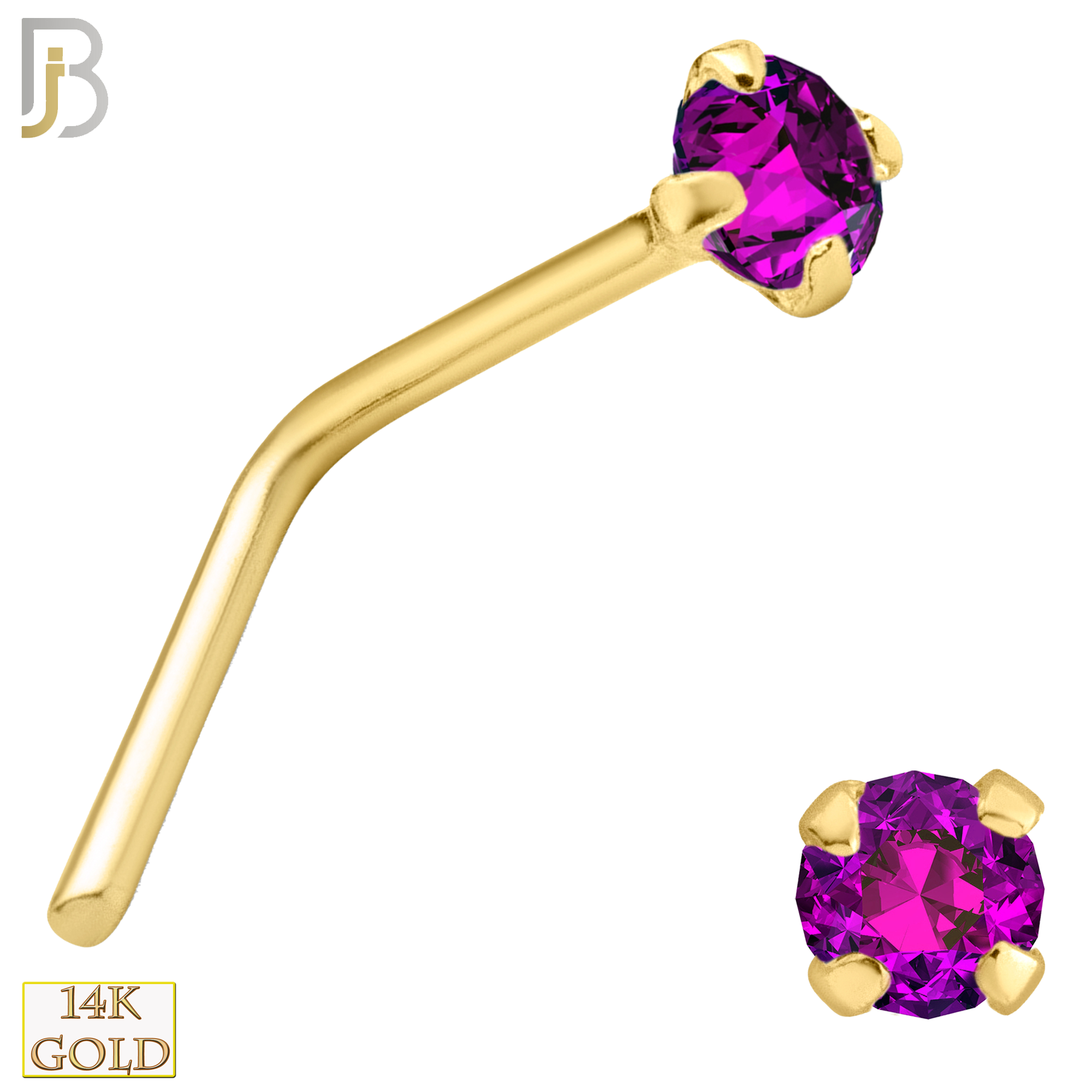 14-NR10YAR-20 - 20g-14k Yellow Gold L-Shaped with African Ruby in Prong Setting image 2