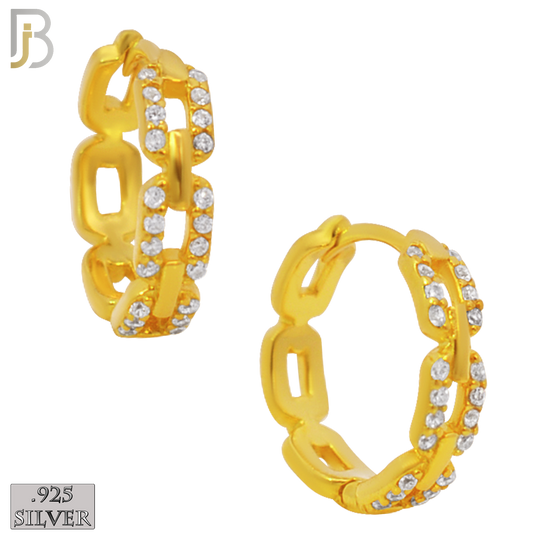 925-ES247 - .925 Sterling Silver Chain Design Huggies Earrings with Zircon image 2