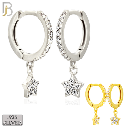 925-ES441 - 925 Sterling Silver Dangling Star Huggies Earring with Multi Zircon image 0