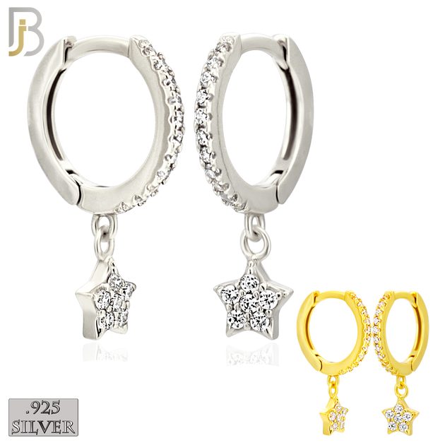 925-ES441 - 925 Sterling Silver Dangling Star Huggies Earring with Multi Zircon image 0