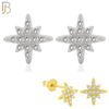 925-ES258 - .925 Sterling Silver Starburst with Zircon Design Earrings Stud image 0