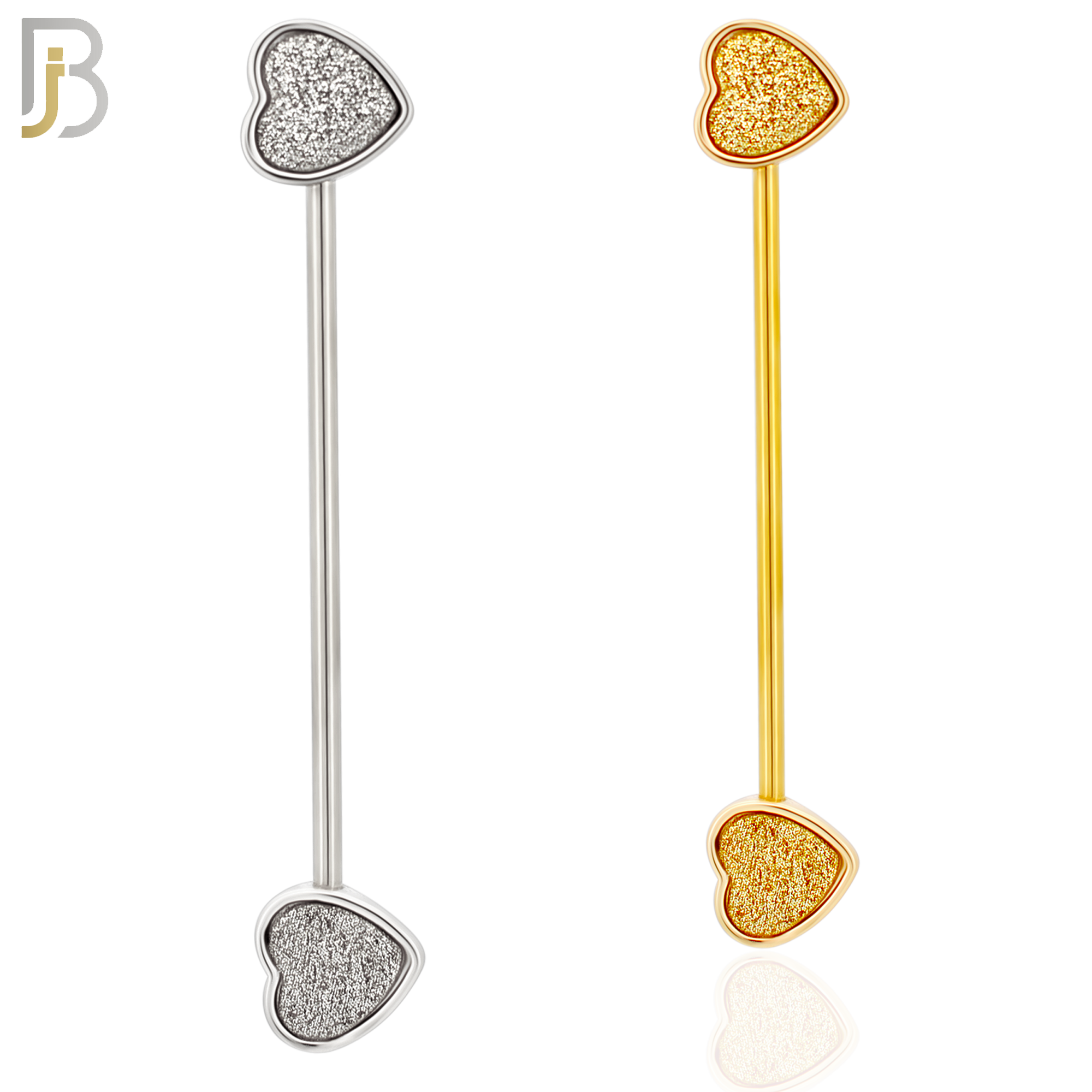 BB11 - 316L Surgical Steel Screw Bar Barbell Sandpaper Heart Design Industrial (PACK OF 4) image 0