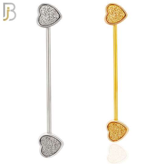 BB11 - 316L Surgical Steel Screw Bar Barbell Sandpaper Heart Design Industrial (PACK OF 4) image 0