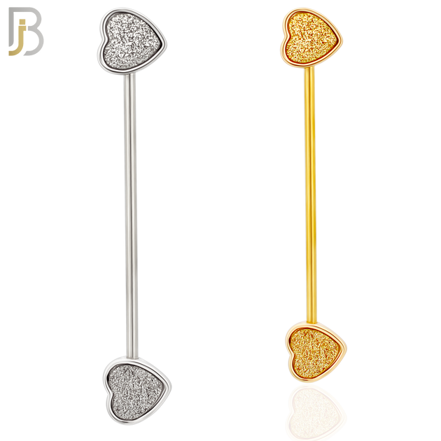 BB11 - 316L Surgical Steel Screw Bar Barbell Sandpaper Heart Design Industrial (PACK OF 4) image 0