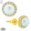 925-ES363 - .925 Sterling Silver Synthetic Pearl Center Stud Earrings image 2