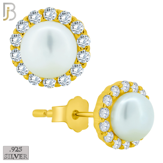 925-ES363 - .925 Sterling Silver Synthetic Pearl Center Stud Earrings image 2