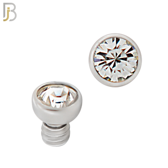 DM01SC - Surgical Steel Dermal Bezel Clear Cubic Zirconia 1.2mm Screw Top (PACK OF 6) image 1