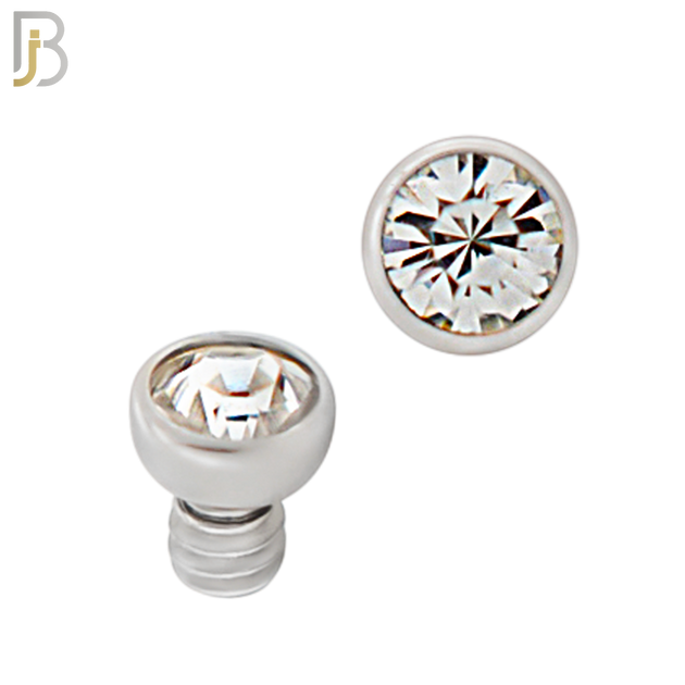 DM01SC - Surgical Steel Dermal Bezel Clear Cubic Zirconia 1.2mm Screw Top (PACK OF 6) image 1