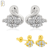 925-ES60 - .925 Sterling Silver Swan Design Zircon Earring Stud image 0