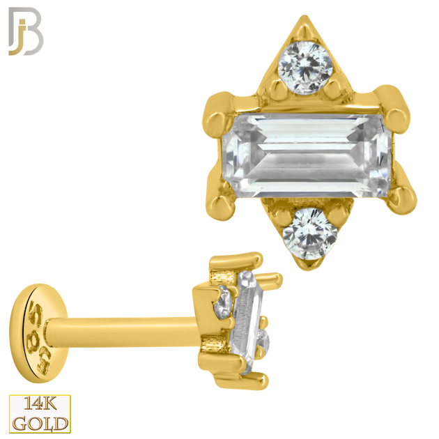 14-LB50 - 14k Yellow Gold Baguette CZ Labret image 0