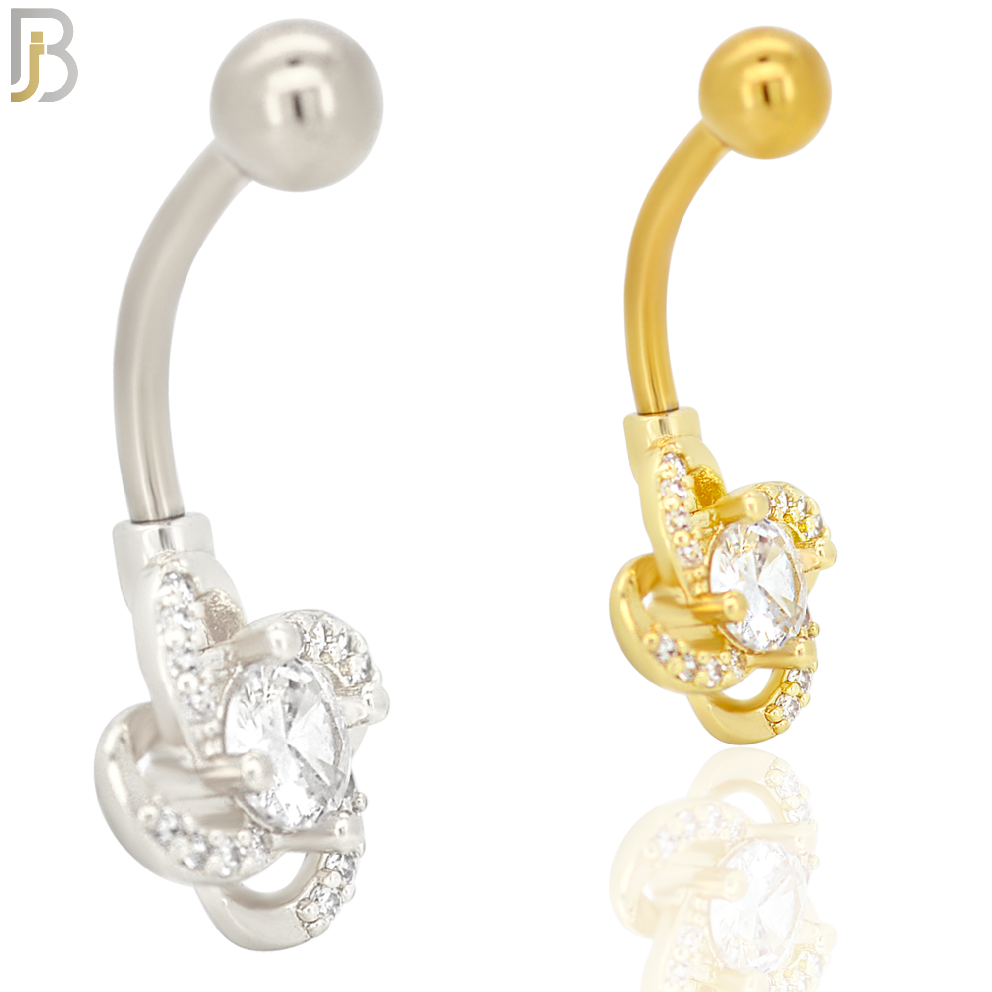 NB38 - 316L Stainless Steel Flower Twisted Banana Belly Navel Ring image 0