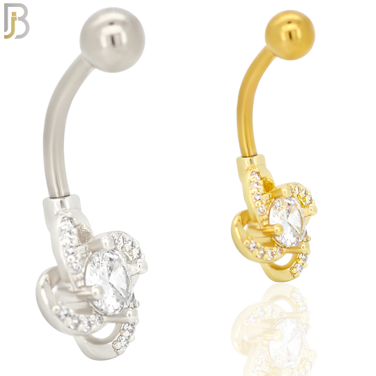 NB38 - 316L Stainless Steel Flower Twisted Banana Belly Navel Ring image 0