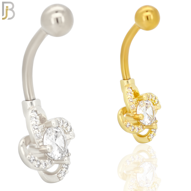 NB38 - 316L Stainless Steel Flower Twisted Banana Belly Navel Ring image 0