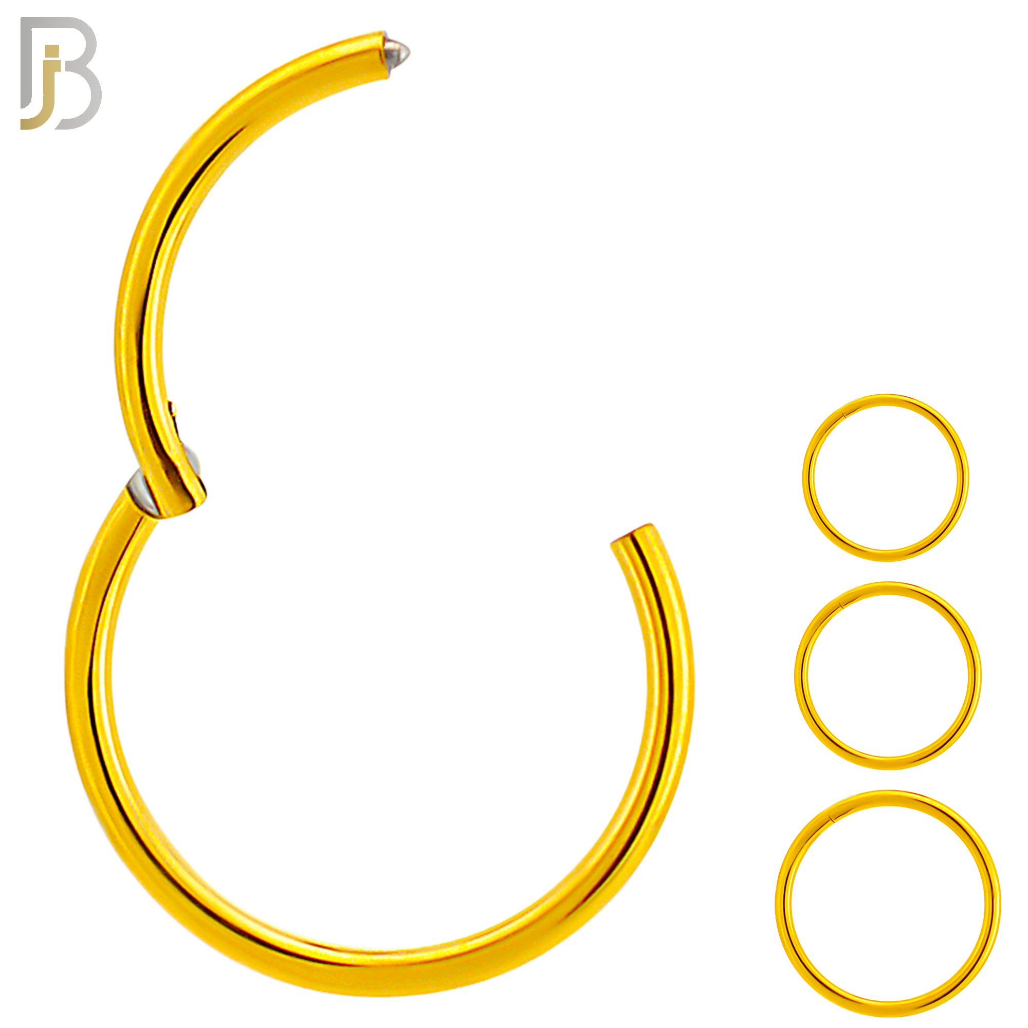 CT10G - Gold Plated 316L Surgical Steel Hinged Hoops Plain (PACK OF 6) image 0