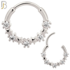 CT125 - 316 Surgical Steel Alternating Plain and CZ Stars Hinged Hoop   (Pack of 6) image 1