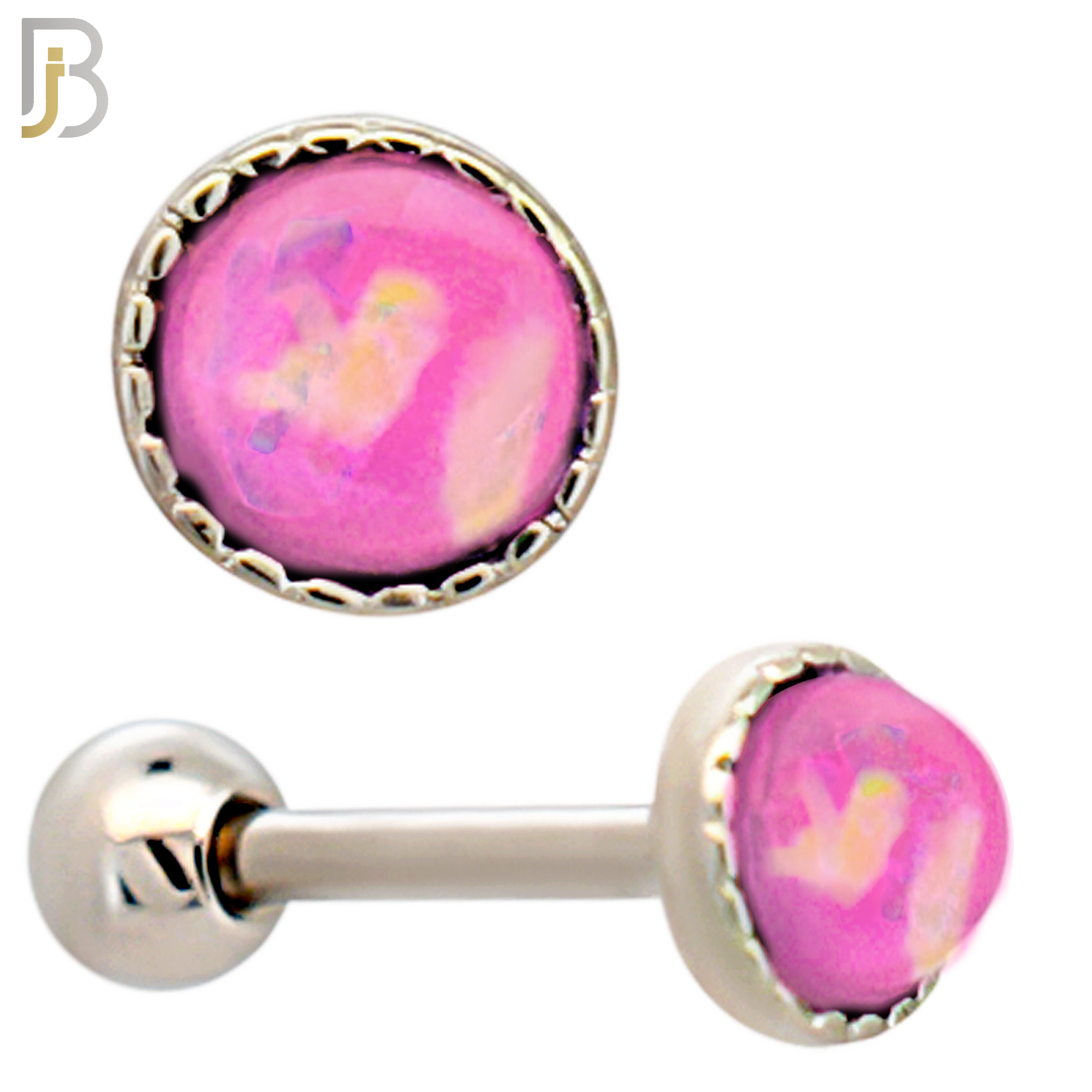 TB121 - 316L Stainless Steel Opal Crown Bezel Tragus/Cartilage Barbell (Pack of 6) image 2
