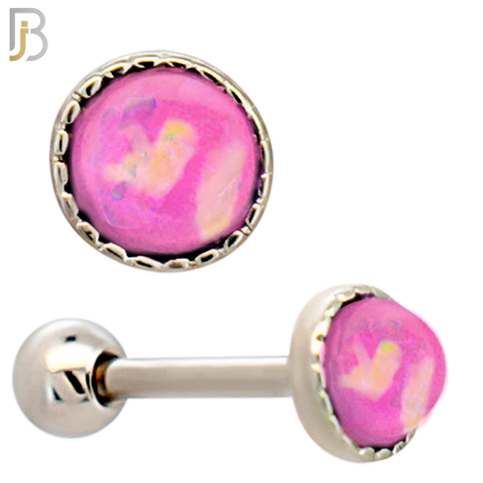 TB121 - 316L Stainless Steel Opal Crown Bezel Tragus/Cartilage Barbell (Pack of 6) image 2