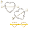 NP21 - 316L Surgical Steel Screw Shield Barbell with Heart Design Zircon Pair image 0