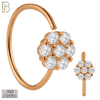 925-CT32 - 925 Sterling Silver Rounded Flower Design Nose Hoops 22g Thick 8mm wide (PACK OF 6) image 2