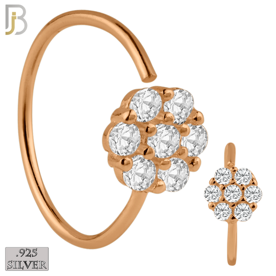 925-CT32 - 925 Sterling Silver Rounded Flower Design Nose Hoops 22g Thick 8mm wide (PACK OF 6) image 2