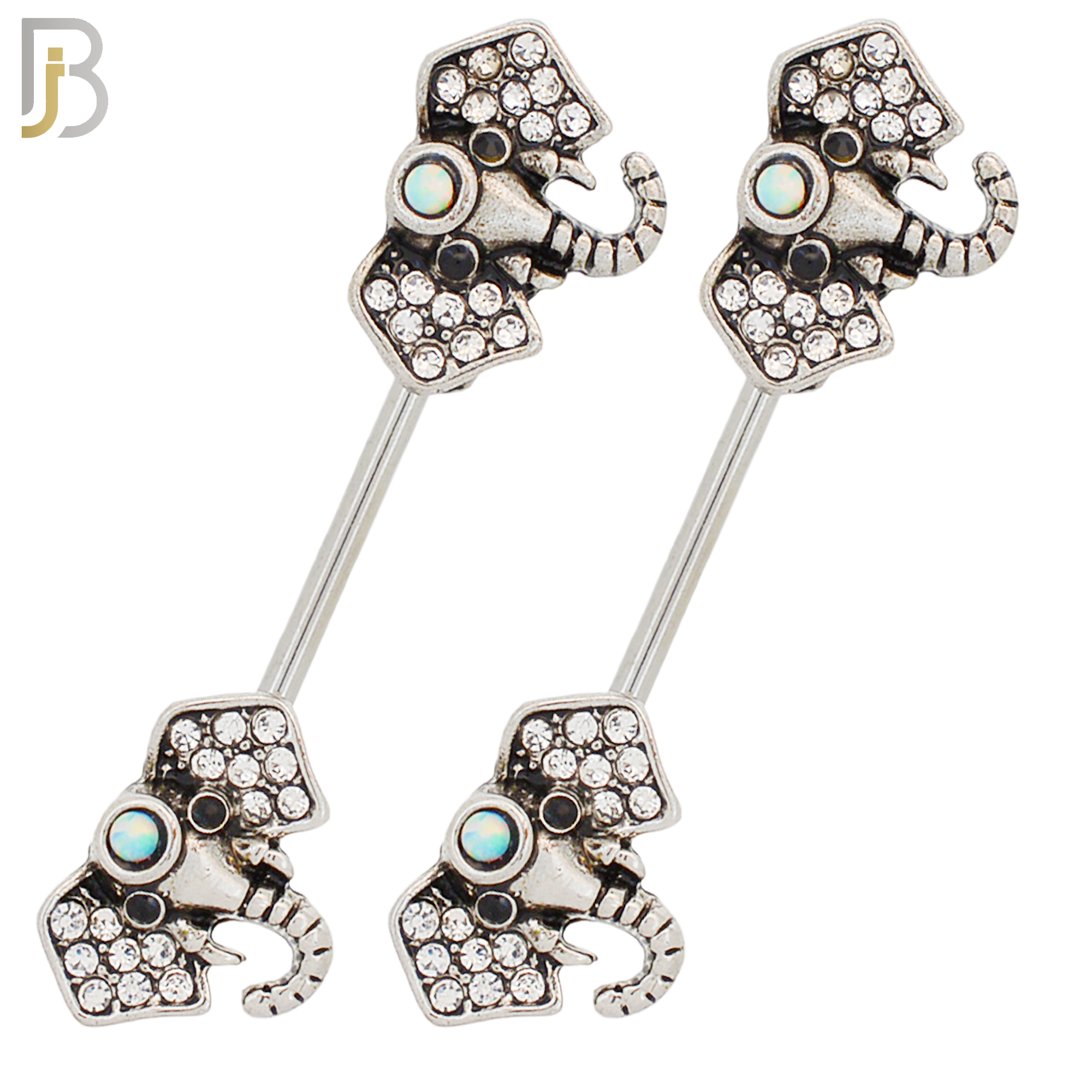 NP69 - 316L Surgical Steel Elephant Head with Multi Zircon Nipple Ring image 0