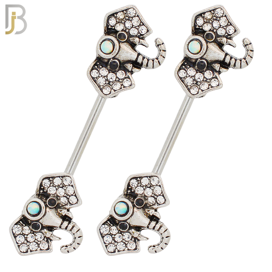 NP69 - 316L Surgical Steel Elephant Head with Multi Zircon Nipple Ring image 0