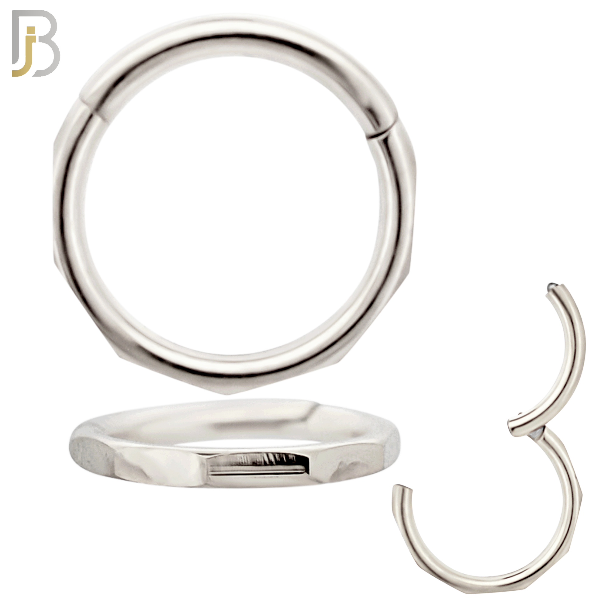 CT129 - 316 Surgical Steel Flat Rectangular Designs Plain Hinged Hoop (Pack of 6) image 1