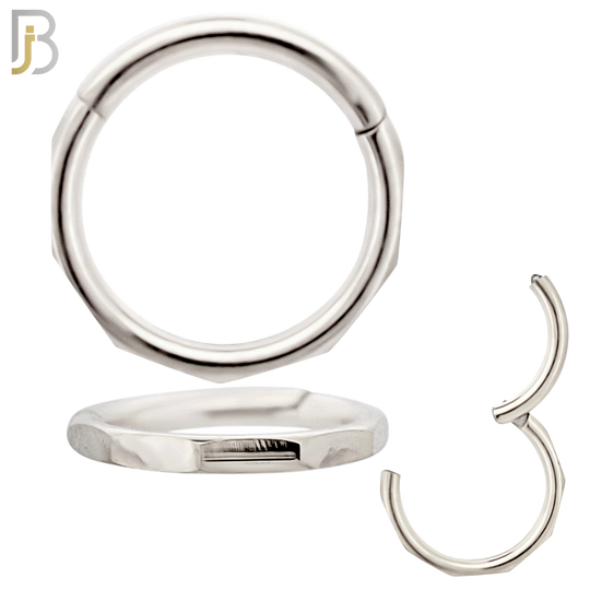 CT129 - 316 Surgical Steel Flat Rectangular Designs Plain Hinged Hoop (Pack of 6) image 1