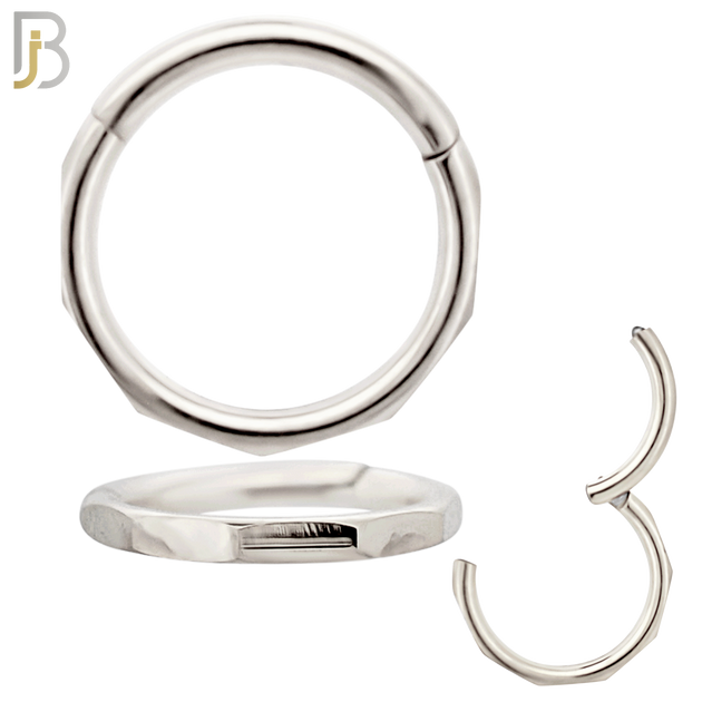 CT129 - 316 Surgical Steel Flat Rectangular Designs Plain Hinged Hoop (Pack of 6) image 1