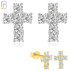 925-ES24 - .925 Sterling Silver Cross with Multi Zircon Earrings Stud image 0