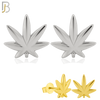 925-ES239 – .925 Sterling Silver Plain Marijuana Leaf Design Earring Stud image 0