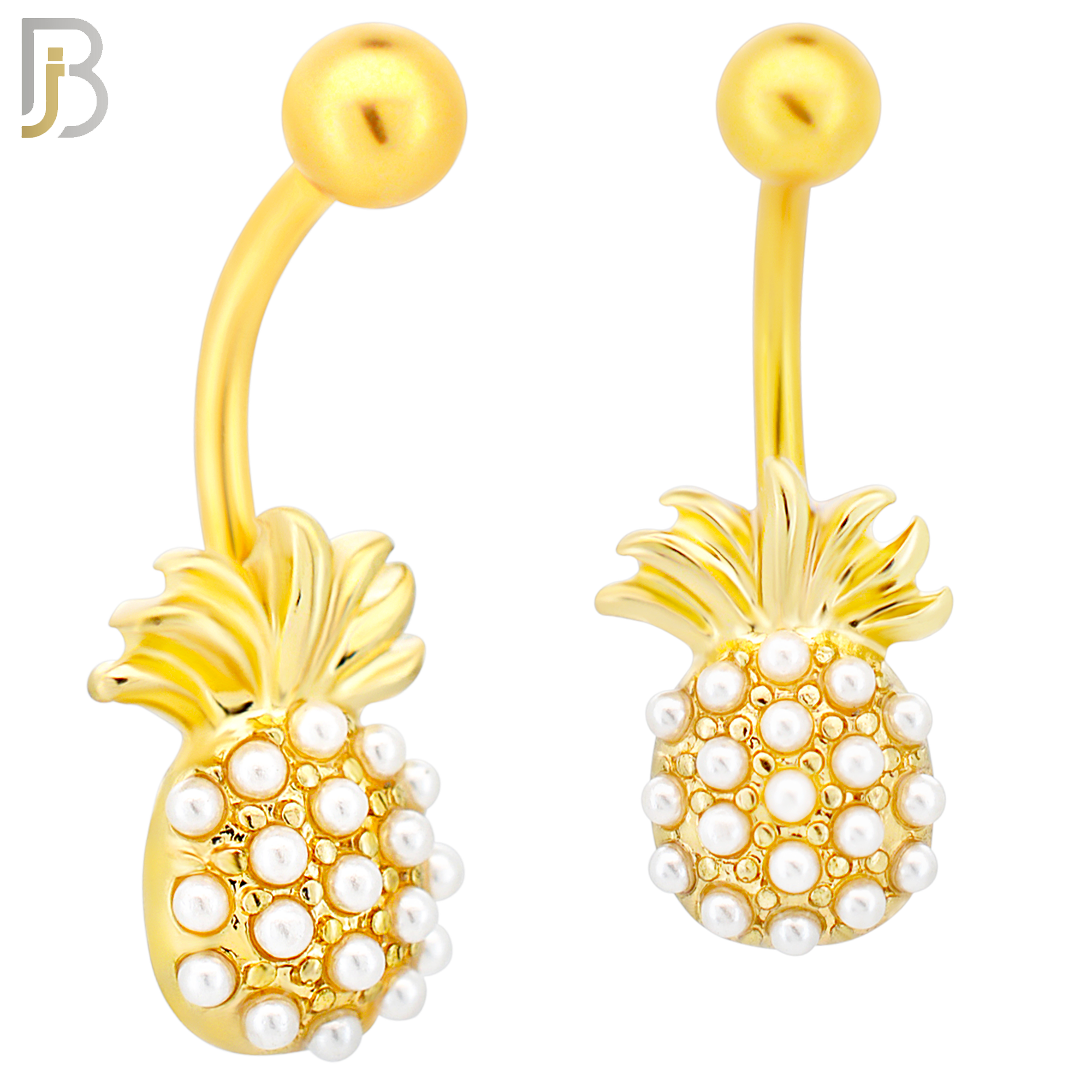 NB108 - 316L Surgical Steel Multi Pearl Pineapple Belly Ring image 0
