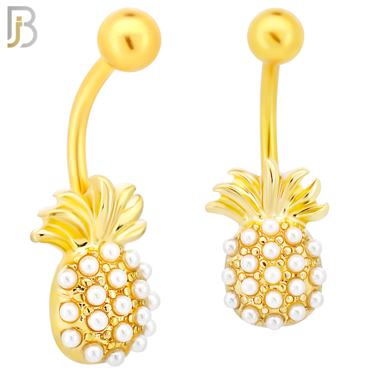 NB108 - 316L Surgical Steel Multi Pearl Pineapple Belly Ring image 0