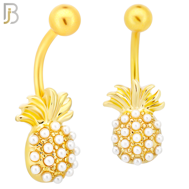 NB108 - 316L Surgical Steel Multi Pearl Pineapple Belly Ring image 0
