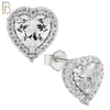 925-ES75 - .925 Sterling Silver Heart Design with Multi Zircon Earring Stud image 1