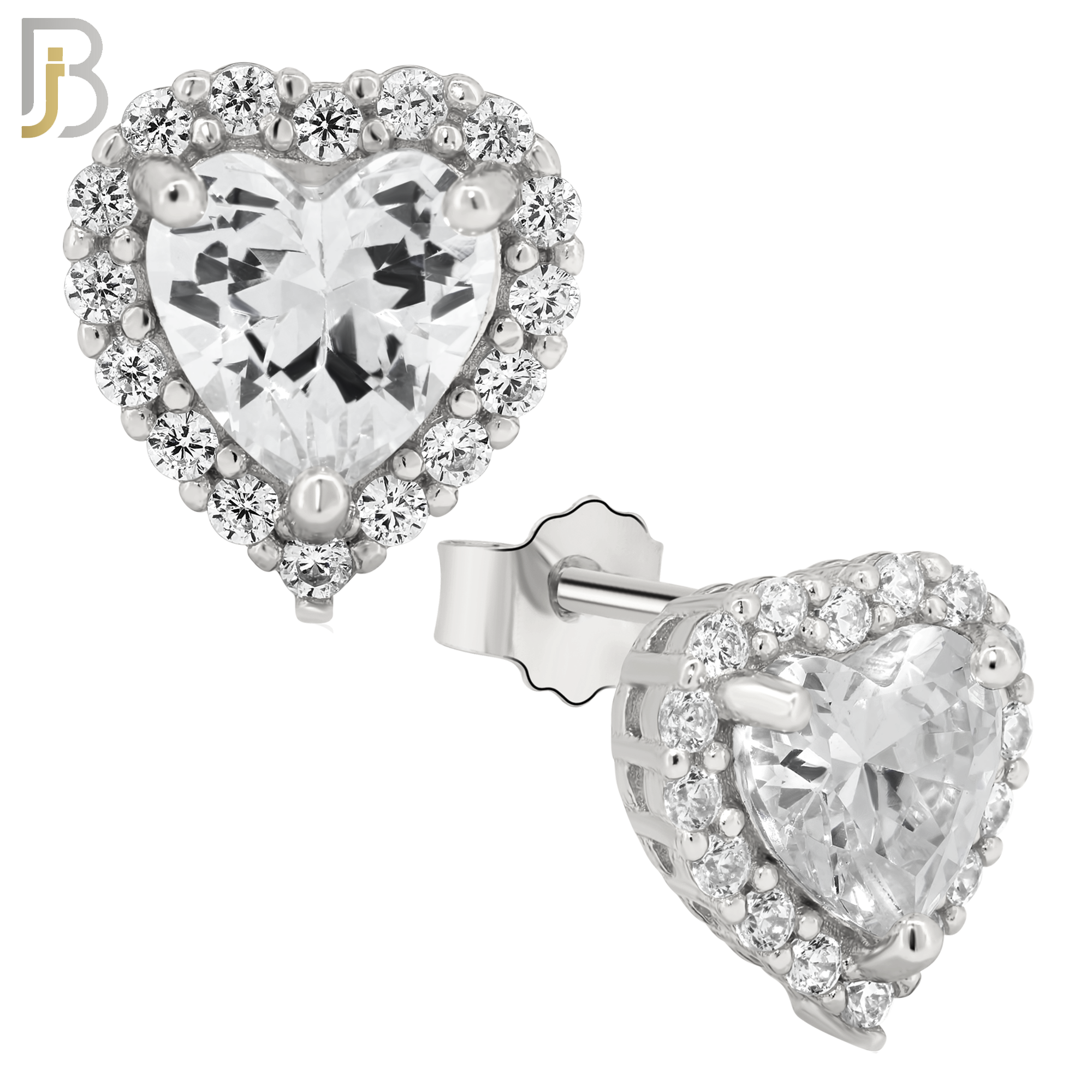 925-ES75 - .925 Sterling Silver Heart Design with Multi Zircon Earring Stud image 1