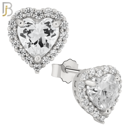 925-ES75 - .925 Sterling Silver Heart Design with Multi Zircon Earring Stud image 1