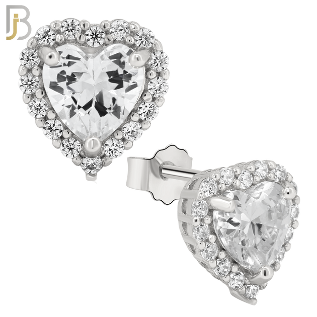925-ES75 - .925 Sterling Silver Heart Design with Multi Zircon Earring Stud image 1