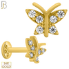 14-LB48 - 14k Yellow Gold Butterfly with CZ Labret image 0