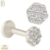 14-LB28 - 14k Yellow Gold 4mm Round Flower with Multi Zircon Labret image 1