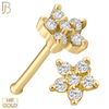 14-NR15B - 14k Solid Gold Star Shaped Flower Design with CZ Nose Bone image