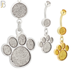 N004 - 316L Stainless Steel Dangling Dog Paw Print Sandpaper Design Belly Ring with 4mm Screw Ball image 0