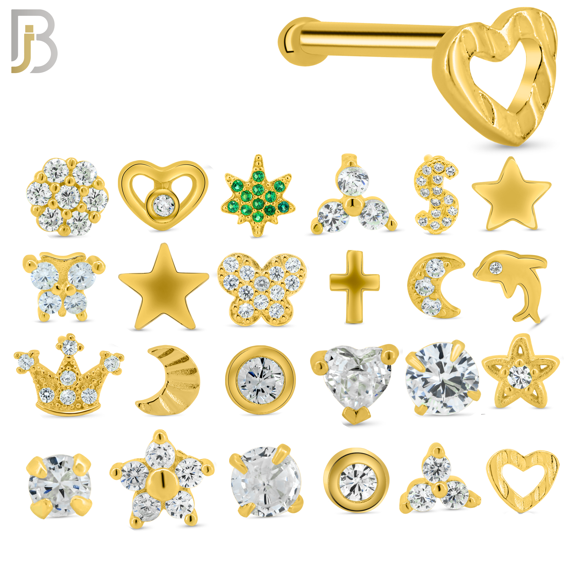 925-PK-NR55YB9 - 925 Sterling Silver Nose Bone Nose Rings with Different Designs - Pack of 120 image 1