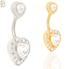 NB45 - 316L Stainless Steel Halo Heart Shaped Zircon Belly Ring image 0